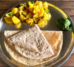 4 Tawa Roti With Aloo Sabzi + Dahi+ Chutney