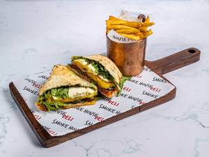 Roasted Peppers, Smoked Aubergine & Mozzarella In Grilled Panini