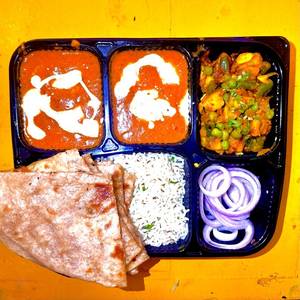 Butter Chicken +Veg Sabji+chutney +Rice+bread Of The Day