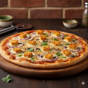 Paneer and mushroom pizza