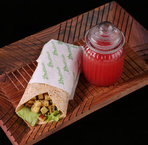 Spicy Paneer Wrap With Seasonal Fruit Lime Juice