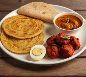 Porotta - 2, Chapathi - 1, Chicken Chilli, Chicken Gravy,Boiled Egg -1