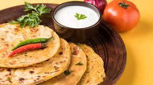 Plain paratha with curd  [4 pieces]
