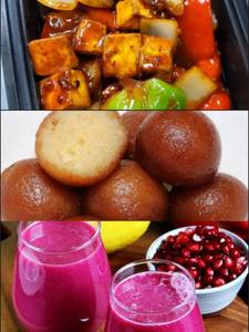 Pomegranate Juice [350 Ml]+Paneer Chilli [9 Pieces]+Gulab Jamun (2 Pieces)           