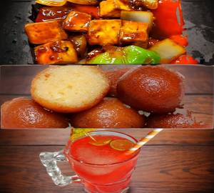 Cranberry Juice [350 Ml]+Paneer Chilli [9 Pieces]+Gulab Jamun (2 Pieces)           