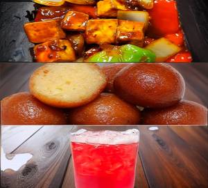 Anar Orange Juice 350ml+Paneer Chilli [9 Pieces]+Gulab Jamun (2 Pieces)           