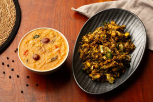 Rasam Rice With Kozhi Mutta Thoran​