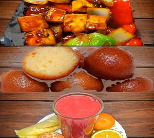 Rangoli Juice 350Ml+Paneer Chilli [9 Pieces]+Gulab Jamun (2 Pieces)           