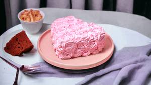 Heart Shape Strawberry Rose Cake