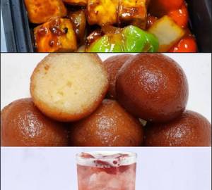 Strawberry Kiwi Juice 350Ml+Paneer Chilli [9 Pieces]+Gulab Jamun (2 Pieces)           