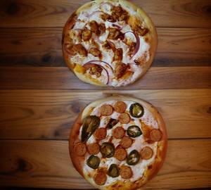7" Cheese & Barbeque Chicken Pizza+7" Cheese & Spicy Chicken Pizza           