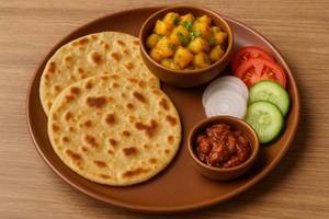 2 plain paratha thali