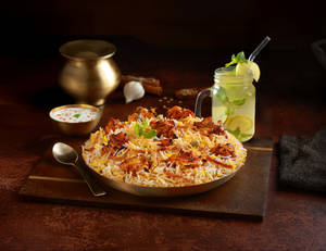 Tandoori Chicken Mughal Biryani + Lemonade + Raita