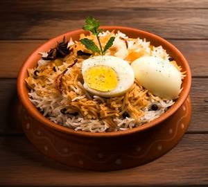Egg chicken handi biryani