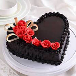 Choco Truffle Heart Shape Cake With 1 Rose
