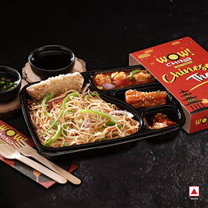 Chicken Thali - Veg Hakka Noodles with Hot Garlic Chicken