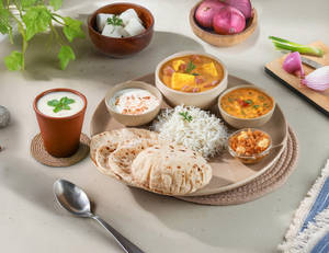 Kadhai wala Paneer Feast Thali + Masala Chaas