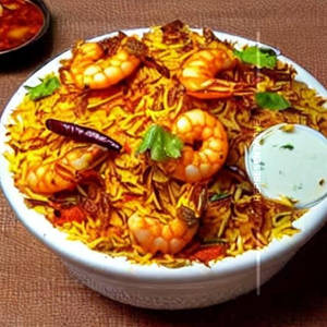 Donne Chilli Prawns Biryani