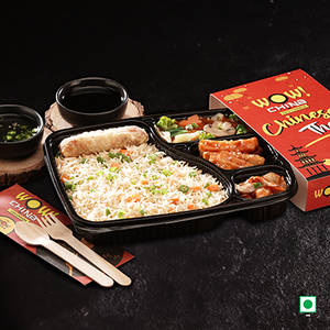 Veg Thali - Veg Fried Rice with Exotic Veg in Hot Garlic Sauce