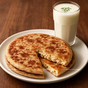 Cheese Paneer Paratha + Malai Lassi             