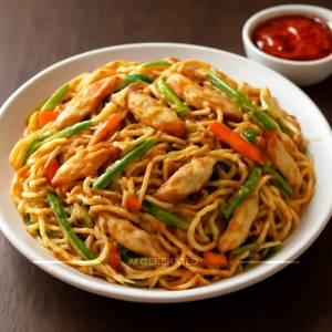Chicken Hakka Noodles (650 ML) + Schezwan Sauce