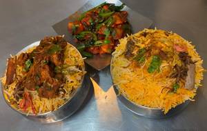 Chicken Dum Biryani + Chicken Fry Biryani With Aloo 65
