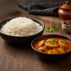 White Rice With Fish Curry