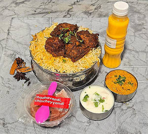 Chicken Fry Biryani With 1 Double Ka Meetha And 1 Badam Milk
