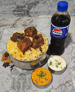 Chicken Fry Biryani [Full] With Pepsi Soft Beverage [250 Ml]