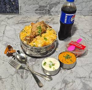 Chicken Dum Biryani With Double Ka Meetha And Pepsi 250ml