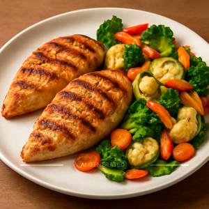 Grilled Chicken (2 Pieces) With Sauteed Veggie (Healthy)