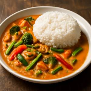 Veg Red Thai Curry With Steam Rice