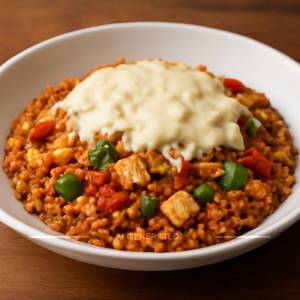 Schezwan And Garlic Chilli Cauliflower Risotto  + Melting Cheese