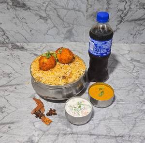 Egg Biryani [2 Eggs] With Pepsi Soft Beverage [250 Ml]