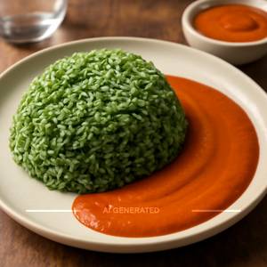 Spinach Rice With Paprika Sauce