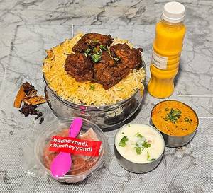 Chicken Fry Biryani With 1 Double Ka Meetha And 1 Badam Milk