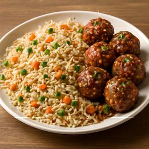 Veg Rice With Veg Manchurian Dry