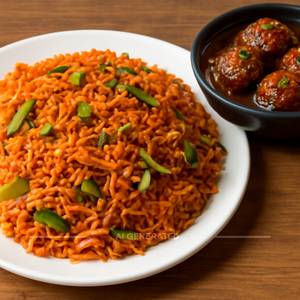 Veg Triple Schezwan Rice With Veg Manchurian Dry