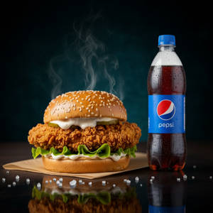 Zinger Chicken Burger With Cheese + 250 Ml Soft Drinks