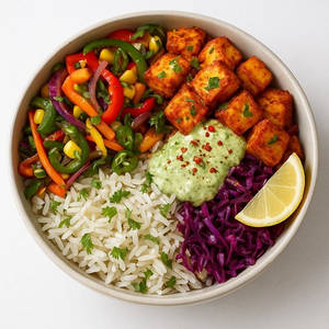 mexican rice bowl with paneer