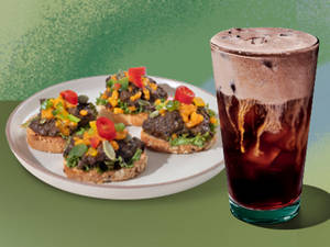 Tall Cold Brew with Chocolate Protein Foam with Soya Proti Toastie