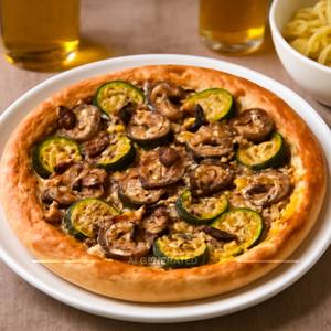 Roasted Zucchini, Mushroom, Garlic, Aglio E Olio Sauce Pizza [8 Inches ]