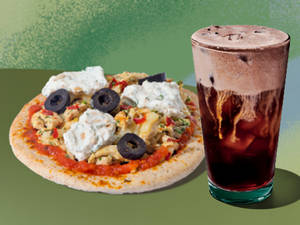 Tall Cold Brew with Chocolate Protein Foam with Chicken Ragi Flat Bread