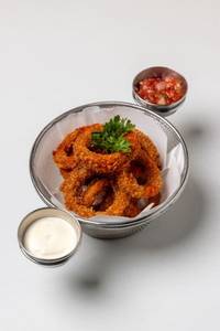 Spicy Onion Rings, Whipped Sour Cream