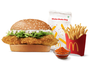 Crispy Chicken Burger + Piri Piri Fries (M)