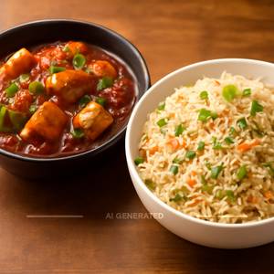 Chilly Paneer+Veg Fried Rice                       