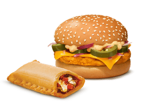 Grilled Chicken & Cheese Burger + Veg Pizza McPuff