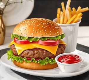 Crispy Chicken Burger + FRIES OR WEDGES