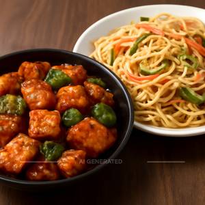 Chilly Paneer With Veg Noodles
