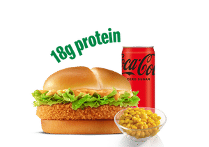 Crispy Veggie Burger Protein Plus + Corn + Coke Zero